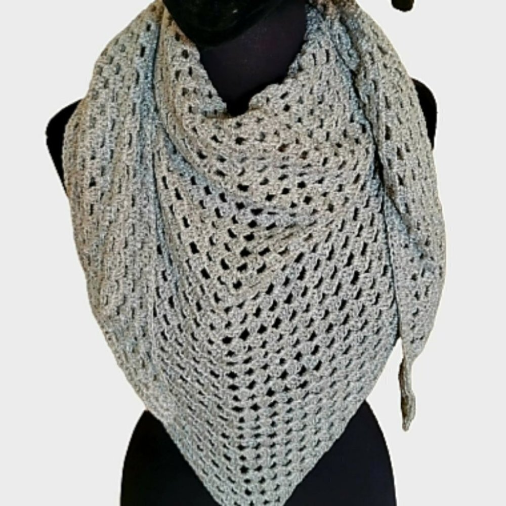 Hand made crochet triangle scarf